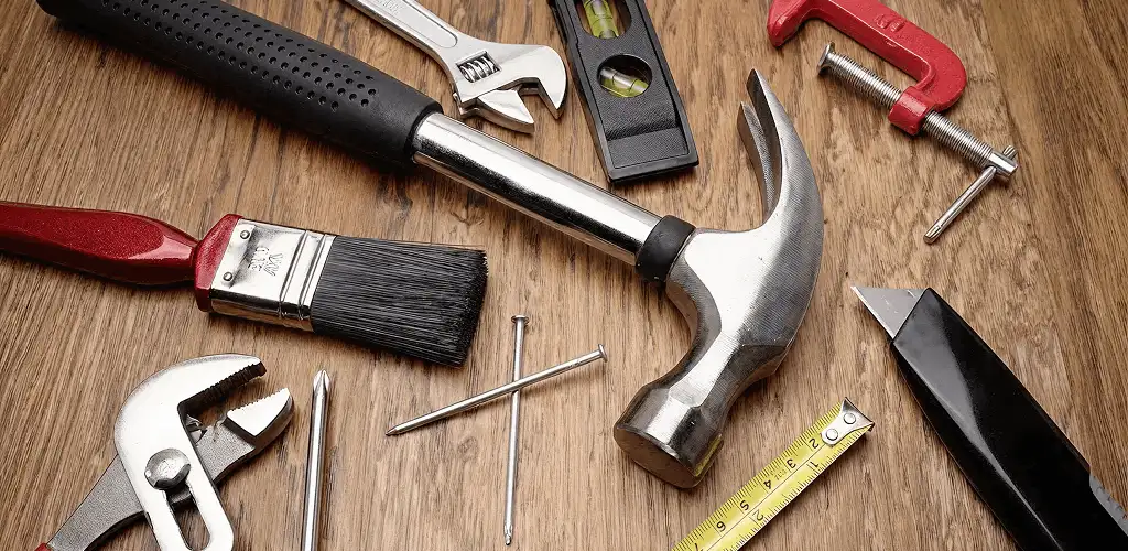 Handyman tools laid out for home repair and maintenance work in Aurora, CO