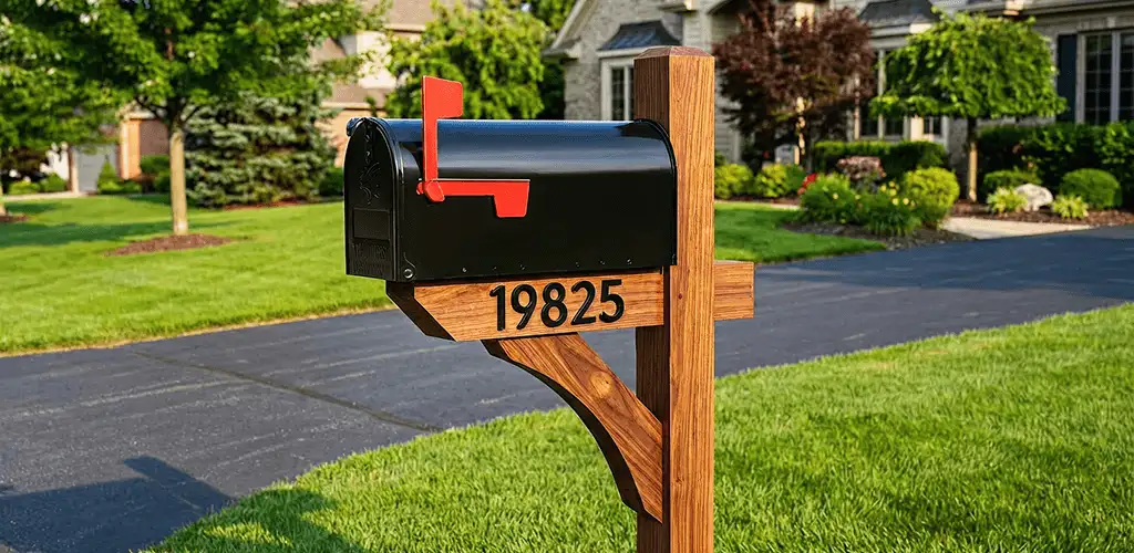 New mailbox installation with post and address number for a home in Aurora, CO