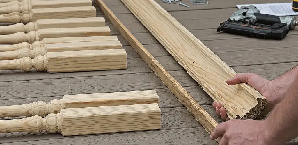 Handrail installation materials and wood components for stair rail work in Aurora, CO