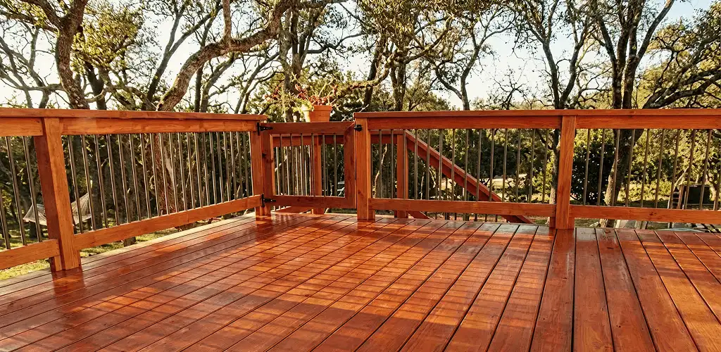 Deck sealing results with a freshly sealed wood deck in Aurora, CO